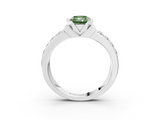 White gold Fancy Green Radiant  Brilliant Diamond Channel Set Wide Band Ring with Bezel Setting_23