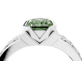 White gold Fancy Green Radiant  Brilliant Diamond Channel Set Wide Band Ring with Bezel Setting_24