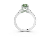 White gold Fancy Green Radiant  Brilliant Diamond Solitaire with Pavé Band and Four-Prong Setting 3