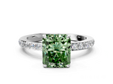 White gold Fancy Green Radiant  Brilliant Pavé Band Solitaire with Four-Prong Setting_41