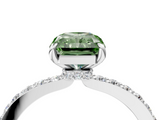 White gold Fancy Green Radiant  Brilliant Pavé Band Solitaire with Four-Prong Setting_45