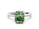 White gold Fancy Green Radiant  Brilliant Solitaire Engagement Ring with Six-Prong Setting and Classic Band_20