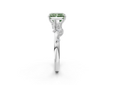 White gold Fancy Green Radiant  Brilliant Solitaire with Leaf Motif Band and Four-Prong Setting_63
