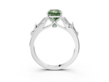 White gold Fancy Green Radiant  Brilliant Solitaire with Leaf Motif Band and Four-Prong Setting_64