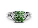 White gold Fancy Green Radiant  Brilliant Solitaire with Pave Band and Four-Prong Setting_20