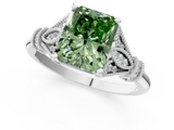 White gold Fancy Green Radiant  Brilliant Solitaire with Pave Band and Four-Prong Setting_21