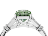 White gold Fancy Green Radiant  Brilliant Solitaire with Pave Band and Four-Prong Setting_24