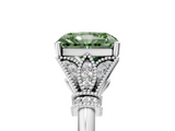 White gold Fancy Green Radiant  Brilliant Solitaire with Pave Band and Four-Prong Setting_25