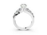 White gold Fancy Green Radiant  Brilliant Solitaire with Side Stones on a Pave Band and Four-Prong Setting_27