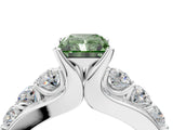 White gold Fancy Green Radiant  Brilliant Solitaire with Side Stones on a Pave Band and Four-Prong Setting_28