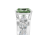 White gold Fancy Green Radiant  Brilliant Solitaire with Side Stones on a Pave Band and Four-Prong Setting_29