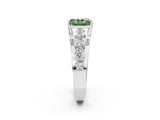 White gold Fancy Green Radiant  Brilliant Solitaire with Side Stones on a Pave Band and Four-Prong Setting_91