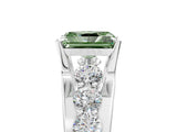 White gold Fancy Green Radiant  Brilliant Solitaire with Side Stones on a Pave Band and Four-Prong Setting_95