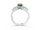 White gold Fancy Green Radiant  Cluster Diamond Engagement Ring with Pavé Band and Four-Prong Setting_66