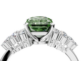 White gold Fancy Green Radiant  Cluster Diamond Engagement Ring with Pavé Band and Four-Prong Setting_67
