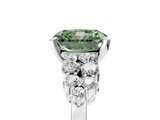 White gold Fancy Green Radiant  Cluster Diamond Engagement Ring with Pavé Band and Four-Prong Setting_68