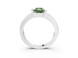 White gold Fancy Green Radiant Cut Brilliant Channel-Set Diamond Ring with Bezel Prong Setting_3