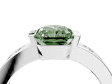 White gold Fancy Green Radiant Cut Brilliant Channel-Set Diamond Ring with Bezel Prong Setting_4