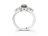 White gold Fancy Green Radiant Cut Brilliant Diamond Cluster Accent Solitaire Ring with Prong Setting_15