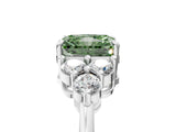 White gold Fancy Green Radiant Cut Brilliant Diamond Cluster Accent Solitaire Ring with Prong Setting_17