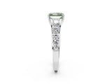 White gold Fancy Green Radiant Cut Brilliant Diamond Pavé Band with Six-Prong Setting_14
