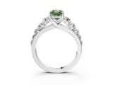 White gold Fancy Green Radiant Cut Brilliant Diamond Pavé Band with Six-Prong Setting_15