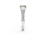 White gold Fancy Green Radiant Cut Brilliant Diamond Pavé Band with Six-Prong Setting_15