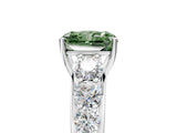 White gold Fancy Green Radiant Cut Brilliant Diamond Pavé Band with Six-Prong Setting_17