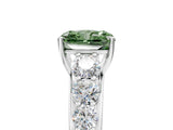 White gold Fancy Green Radiant Cut Brilliant Diamond Pavé Band with Six-Prong Setting_18