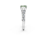 White gold Fancy Green Radiant Cut Brilliant Diamond Pavé Band with Six-Prong Setting_2