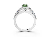 White gold Fancy Green Radiant Cut Brilliant Diamond Pavé Band with Six-Prong Setting_3