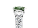 White gold Fancy Green Radiant Cut Brilliant Diamond Pavé Band with Six-Prong Setting_5
