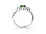 White gold Fancy Green Radiant Cut Brilliant Diamond with Cluster Setting on a Beaded Band and Four-Prong Setting_27