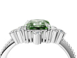 White gold Fancy Green Radiant Cut Brilliant Diamond with Cluster Setting on a Beaded Band and Four-Prong Setting_28