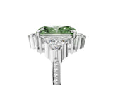 White gold Fancy Green Radiant Cut Brilliant Diamond with Cluster Setting on a Beaded Band and Four-Prong Setting_29