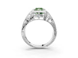 White gold Fancy Green Radiant Cut Brilliant Milgrain Filigree Diamond Ring with Square Prong Setting_3