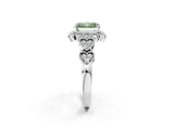 White gold Fancy Green Radiant Cut Brilliant Milgrain Pave Heart Band Solitaire Ring_14