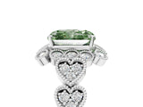 White gold Fancy Green Radiant Cut Brilliant Milgrain Pave Heart Band Solitaire Ring_17