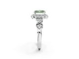 White gold Fancy Green Radiant Cut Brilliant Milgrain Pave Heart Band Solitaire Ring_20