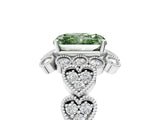 White gold Fancy Green Radiant Cut Brilliant Milgrain Pave Heart Band Solitaire Ring_23