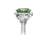 White gold Fancy Green Radiant Cut Brilliant Three-Stone Diamond Ring with Pavé Band and Four-Prong Setting_20