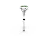 White gold Fancy Green Radiant Cut Brilliant Three-Stone Diamond Ring with Pavé Band and Four-Prong Setting_29