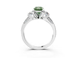 White gold Fancy Green Radiant Cut Brilliant Three-Stone Diamond Ring with Pavé Band and Four-Prong Setting_30