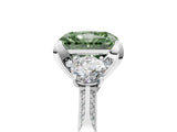 White gold Fancy Green Radiant Cut Brilliant Three-Stone Diamond Ring with Pavé Band and Four-Prong Setting_32