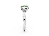 White gold Fancy Green Radiant Cut Brilliant Three-Stone Diamond Ring with Pavé Band and Four-Prong Setting_41