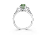 White gold Fancy Green Radiant Cut Brilliant Three-Stone Diamond Ring with Pavé Band and Four-Prong Setting_42