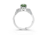 White gold Fancy Green Radiant Cut Brilliant Three-Stone Pave Band with Four-Prong Setting_3