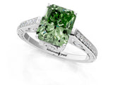 White gold Fancy Green Radiant  Cut Cathedral Pave Diamond Engagement Ring with Six-Prong Setting_53