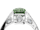 White gold Fancy Green Radiant  Cut Cathedral Pave Diamond Engagement Ring with Six-Prong Setting_56