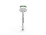 White gold Fancy Green Radiant  Cut Cathedral Pave Diamond Engagement Ring with Six-Prong Setting_58